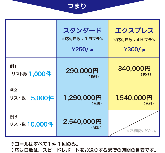 スタンダードコースは1件あたり250円、エクスプレスコースは1件あたり300円から